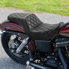 C.C. RIDER Dyna Step Up Seat 2 up Seat Diamond Stitching For Dyna Low Rider Fat Bob FXD/FXDWG, 2006-2017