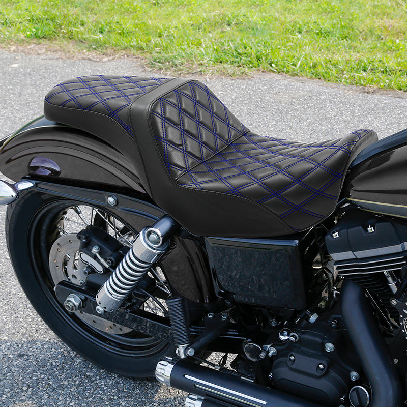 C.C. RIDER Dyna Step Up Seat 2 up Seat Diamond Stitching For Dyna Low Rider Fat Bob FXD/FXDWG, 2006-2017