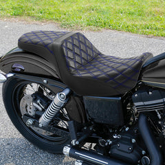 C.C. RIDER Dyna Step Up Seat 2 up Seat Diamond Stitching For Dyna Low Rider Fat Bob FXD/FXDWG, 2006-2017