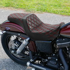 C.C. RIDER Dyna Step Up Seat 2 up Seat Diamond Stitching For Dyna Low Rider Fat Bob FXD/FXDWG, 2006-2017
