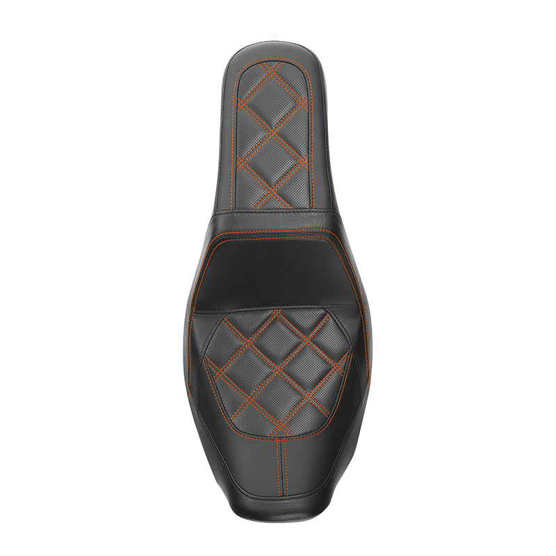 C.C. RIDER Dyna Step Up Seat 2 up Seat Diamond Stitching For Dyna Low Rider Fat Bob FXD/FXDWG, 2006-2017