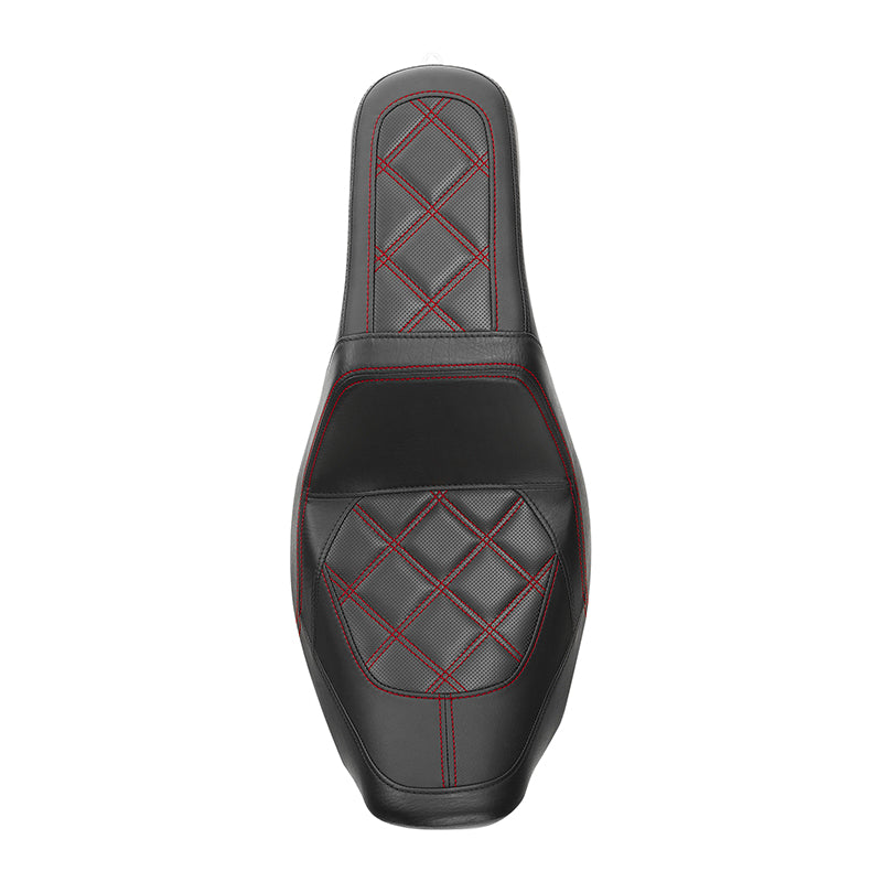 C.C. RIDER Dyna Step Up Seat 2 up Seat Diamond Stitching For Dyna Low Rider Fat Bob FXD/FXDWG, 2006-2017