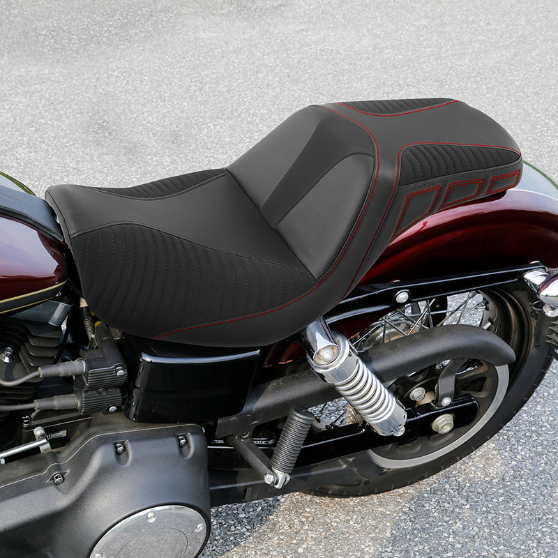 C.C. RIDER Dyna Step Up Seat 2 up Seat Alcantara Motorcycle Seats For Fat Bob Dyna Low Rider FXD/FXDWG, 2006-2017