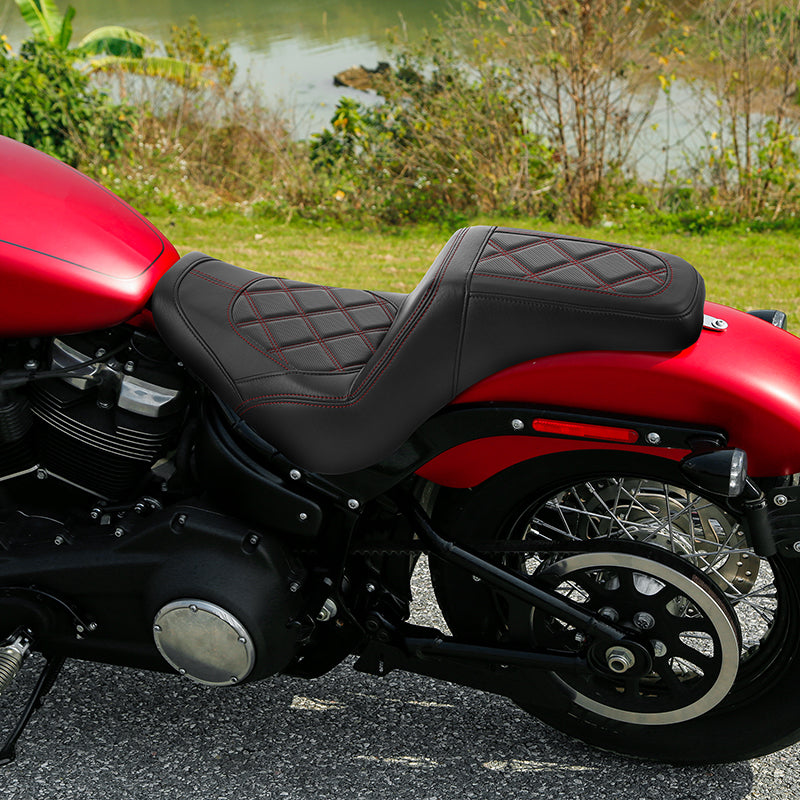 C.C. RIDER Softail Step Up Seat 2 Up Seat Diamond Stitching For Softail Street Bob FXBB Standard FXST Models 2018-2025