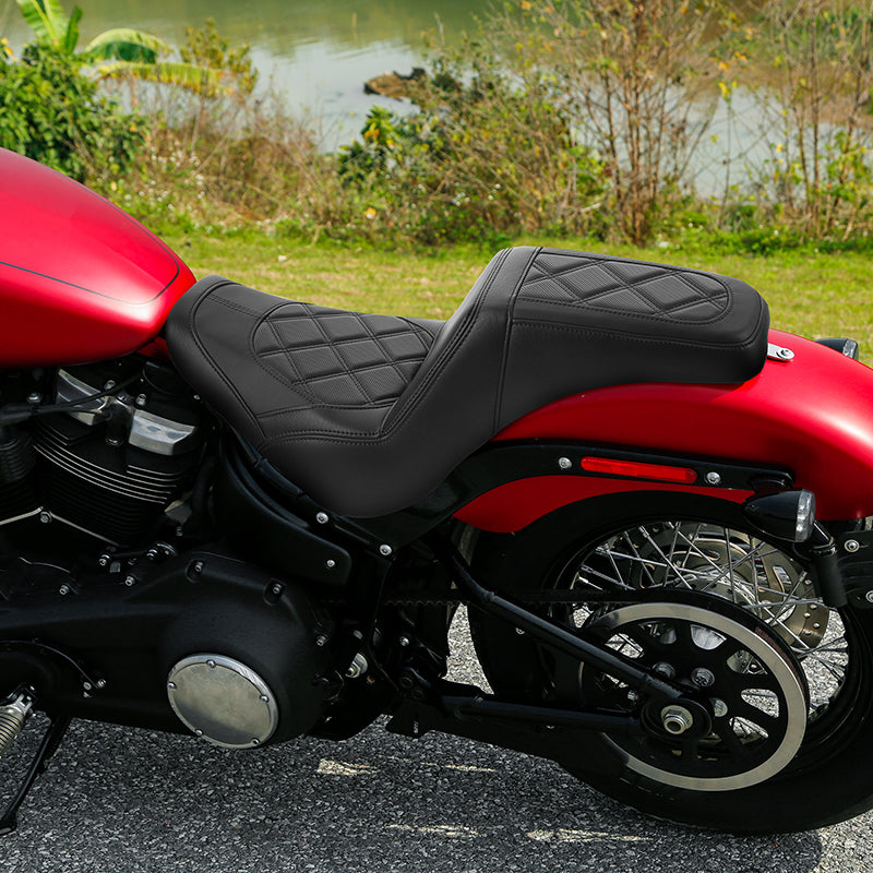 C.C. RIDER Softail Step Up Seat 2 Up Seat Diamond Stitching For Softail Street Bob FXBB Standard FXST Models 2018-2025
