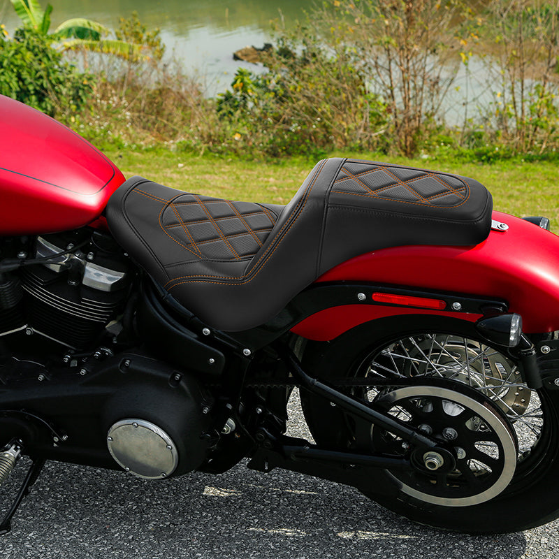 C.C. RIDER Softail Step Up Seat 2 Up Seat Diamond Stitching For Softail Street Bob FXBB Standard FXST Models 2018-2025