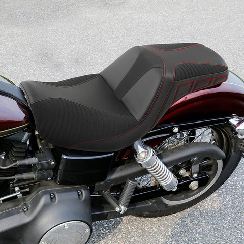C.C. RIDER Dyna Step Up Seat 2 up Seat Alcantara Motorcycle Seats For Fat Bob Dyna Low Rider FXD/FXDWG, 2006-2017