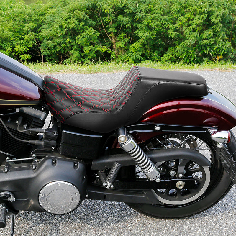 C.C. RIDER Dyna Step Up Seat 2 up Seat Lattice Stitching For Dyna Low Rider Fat Bob FXD/FXDWG, 2006-2017