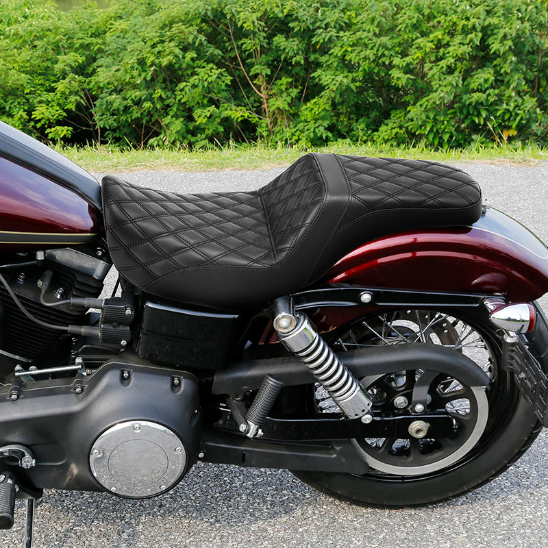 C.C. RIDER Dyna Step Up Seat 2 up Seat Diamond Stitching For Dyna Low Rider Fat Bob FXD/FXDWG, 2006-2017