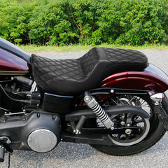 C.C. RIDER Dyna Step Up Seat 2 up Seat Diamond Stitching For Dyna Low Rider Fat Bob FXD/FXDWG, 2006-2017