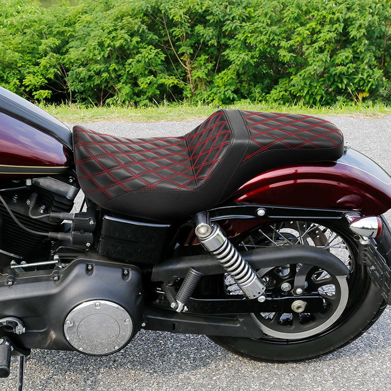 C.C. RIDER Dyna Step Up Seat 2 up Seat Diamond Stitching For Dyna Low Rider Fat Bob FXD/FXDWG, 2006-2017