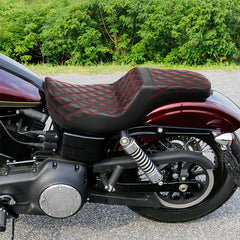 C.C. RIDER Dyna Step Up Seat 2 up Seat Diamond Stitching For Dyna Low Rider Fat Bob FXD/FXDWG, 2006-2017