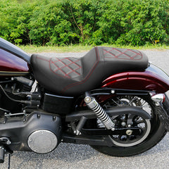 C.C. RIDER Dyna Step Up Seat 2 up Seat Diamond Stitching For Dyna Low Rider Fat Bob FXD/FXDWG, 2006-2017