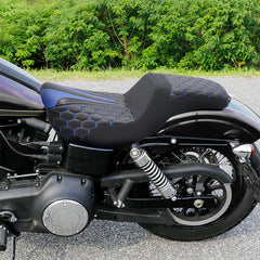 C.C. RIDER Dyna Step Up Seat 2 up Seat Honeycomb Stitching For Dyna Low Rider Fat Bob FXD/FXDWG, 2006-2017
