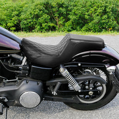 C.C. RIDER Dyna Step Up Seat 2 up Seat Lattice Stitching For Dyna Low Rider Fat Bob FXD/FXDWG, 2006-2017