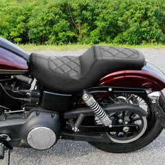 C.C. RIDER Dyna Step Up Seat 2 up Seat Diamond Stitching For Dyna Low Rider Fat Bob FXD/FXDWG, 2006-2017