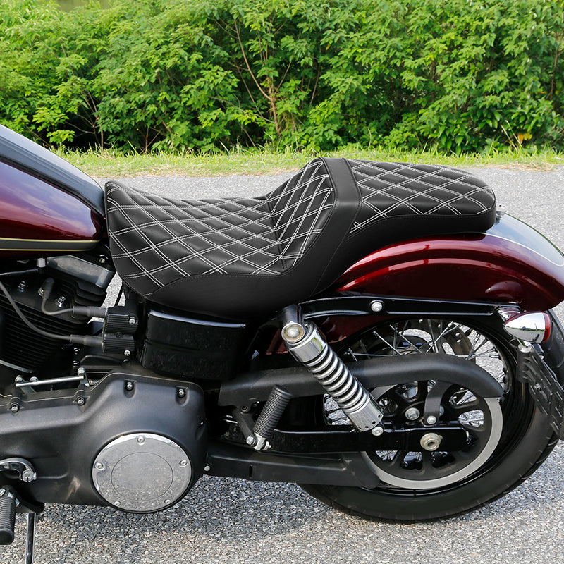 C.C. RIDER Dyna Step Up Seat 2 up Seat Diamond Stitching For Dyna Low Rider Fat Bob FXD/FXDWG, 2006-2017
