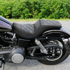 C.C. RIDER Dyna Step Up Seat 2 up Seat Diamond Stitching For Dyna Low Rider Fat Bob FXD/FXDWG, 2006-2017