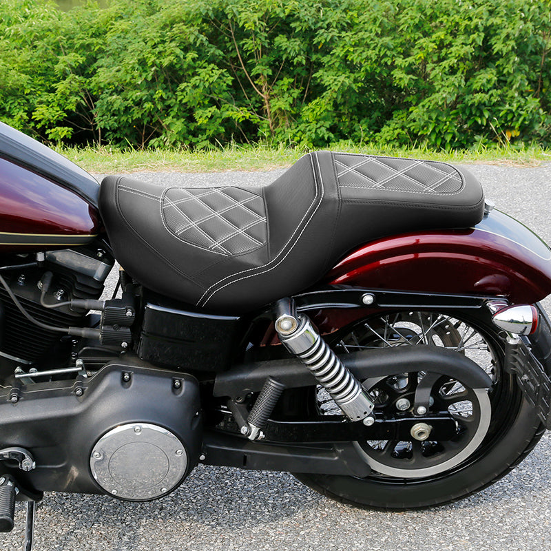 C.C. RIDER Dyna Step Up Seat 2 up Seat Diamond Stitching For Dyna Low Rider Fat Bob FXD/FXDWG, 2006-2017