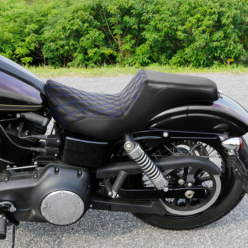 C.C. RIDER Dyna Step Up Seat 2 up Seat Lattice Stitching For Dyna Low Rider Fat Bob FXD/FXDWG, 2006-2017