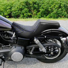 C.C. RIDER Dyna Step Up Seat 2 up Seat Lattice Stitching For Dyna Low Rider Fat Bob FXD/FXDWG, 2006-2017