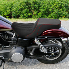 C.C. RIDER Dyna Step Up Seat 2 up Seat Alcantara Motorcycle Seats For Dyna Low Rider Fat Bob FXD/FXDWG, 2006-2017