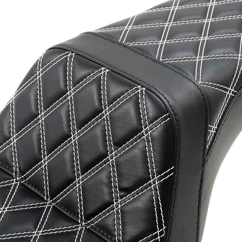 C.C. RIDER Dyna Step Up Seat 2 up Seat Diamond Stitching For Dyna Low Rider Fat Bob FXD/FXDWG, 2006-2017