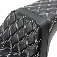 C.C. RIDER Dyna Step Up Seat 2 up Seat Diamond Stitching For Dyna Low Rider Fat Bob FXD/FXDWG, 2006-2017