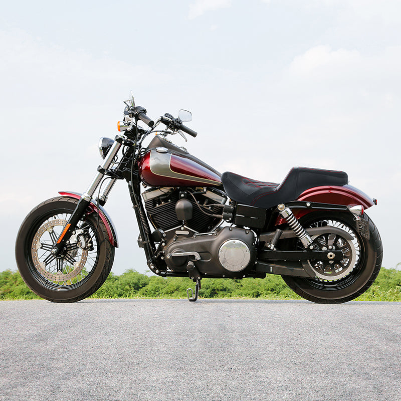 C.C. RIDER Dyna Step Up Seat 2 up Seat Diamond Stitching For Dyna Low Rider Fat Bob FXD/FXDWG, 2006-2017