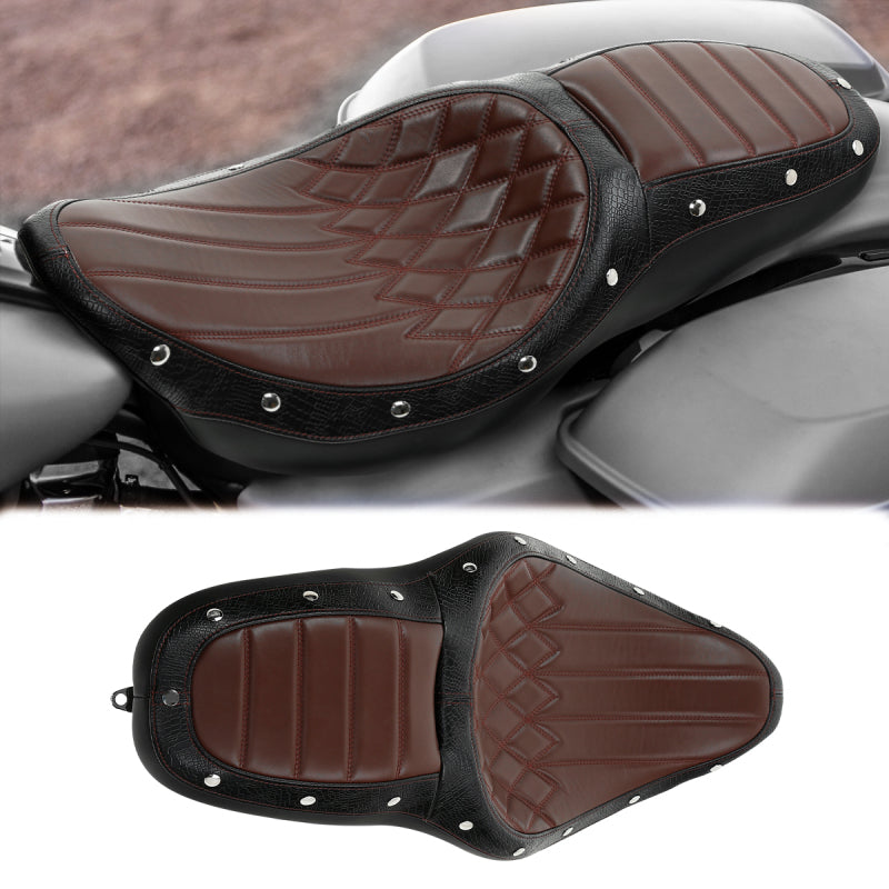 C.C. RIDER Touring Seat 2 up Seat Driver Passenger Seat Dueler For Harley Touring Street Glide Road Glide Electra Glide, 2008-2023