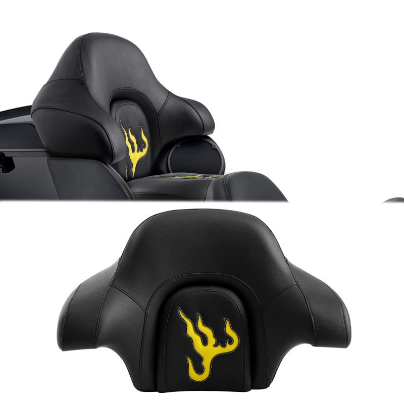 C.C. RIDER Touring Seat Passenger Seat With Backrest For Harley CVO Road Glide Electra Glide Street Glide Road King, Black Yellow, 2014-Later（副本）