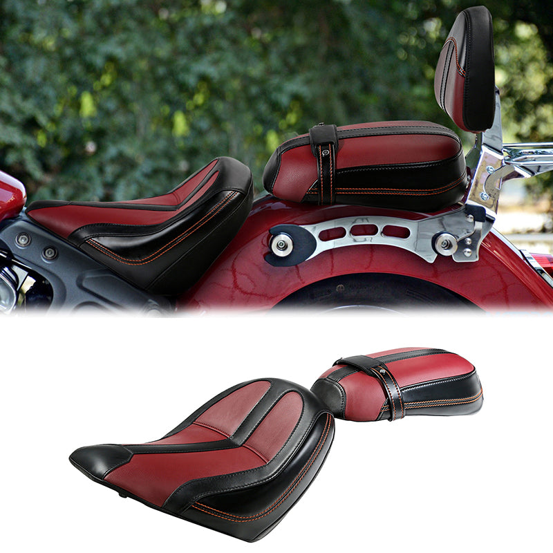 C.C. RIDER Indian Scout 2 Piece 2 Up Seat Driver Passenger Seat With Backrest For Indian Scout Sixty 100th Aniversary Scout ABS, 2015-2024
