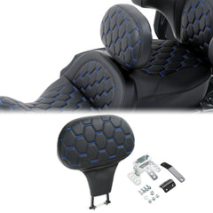 C.C. RIDER Rider Backrest 2 Up Seat Driver Backrest Pad For Harley Touring CVO Street Glide Road Glide Electra Glide Road King, 1988-2025