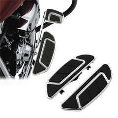 Custom Chrome Anti-Slip Rider Footboards Floorboards Kit Gloss Black Chrome Fit For Harley Touring Softail
