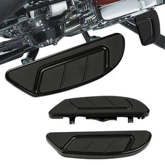 Custom Chrome Anti-Slip Rider Footboards Floorboards Kit Gloss Black Chrome Fit For Harley Touring Softail