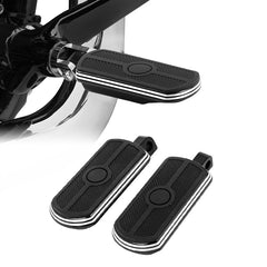 Santee Gloss Black Highway Male Mount Footpegs Solar Flare Rubber Fit For Harley All Model