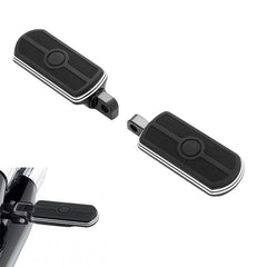 Santee Gloss Black Highway Male Mount Footpegs Solar Flare Rubber Fit For Harley All Model