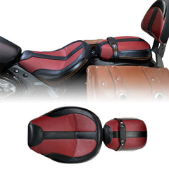 C.C. RIDER Indian Scout 2 Piece 2 Up Seat Driver Passenger Seat With Backrest For Indian Scout Sixty 100th Aniversary Scout ABS, 2015-2024
