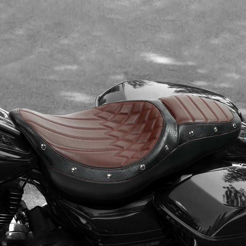 C.C. RIDER Touring Seat 2 up Seat Driver Passenger Seat Dueler For Harley Touring Street Glide Road Glide Electra Glide, 2008-2023