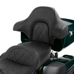 C.C. RIDER Touring Seat Driver Passenger Seat With Backrest For Harley CVO Road Glide Electra Glide Street Glide Road King, Black, 2014-2023