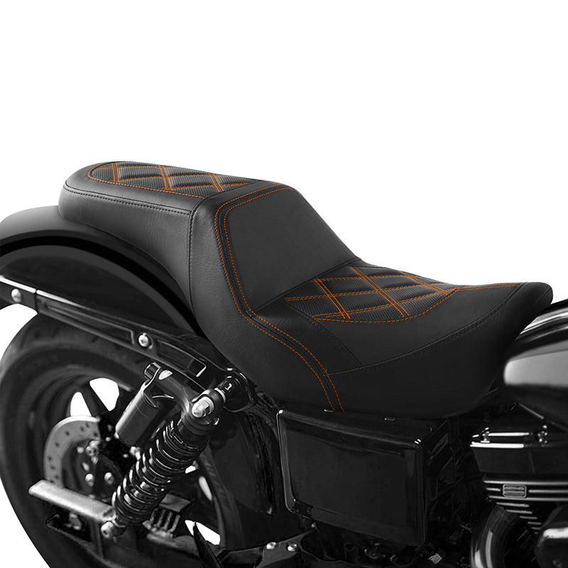 Gel Seat C.C. RIDER Dyna Step Up Seat 2 up Seat Diamond Stitching For Dyna Low Rider Fat Bob FXD/FXDWG, 2006-2017