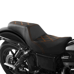 Gel Seat C.C. RIDER Dyna Step Up Seat 2 up Seat Diamond Stitching For Dyna Low Rider Fat Bob FXD/FXDWG, 2006-2017
