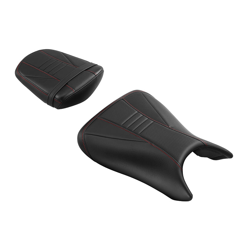 C.C. RIDER YZF R6 YZF R6S Front And Rear Seat Black Red Carbon Fiber Stitching For YAMAHA YZFR6 2003-2005 YZFR6S 2006-2009