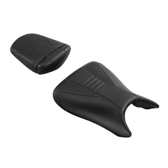 C.C. RIDER YZF R6 YZF R6S Front And Rear Seat Black Red Carbon Fiber Stitching For YAMAHA YZFR6 2003-2005 YZFR6S 2006-2009