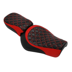 C.C.RIDER Sportster Two Piece Two Up Red Circle Stitching Seat Passenger Seat For XL883N Models, 2016-2023
