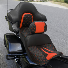 C.C. RIDER Rider Backrest 2 Up Seat Driver Backrest Pad For Harley Touring CVO Street Glide Road Glide Electra Glide Road King, 1988-2025