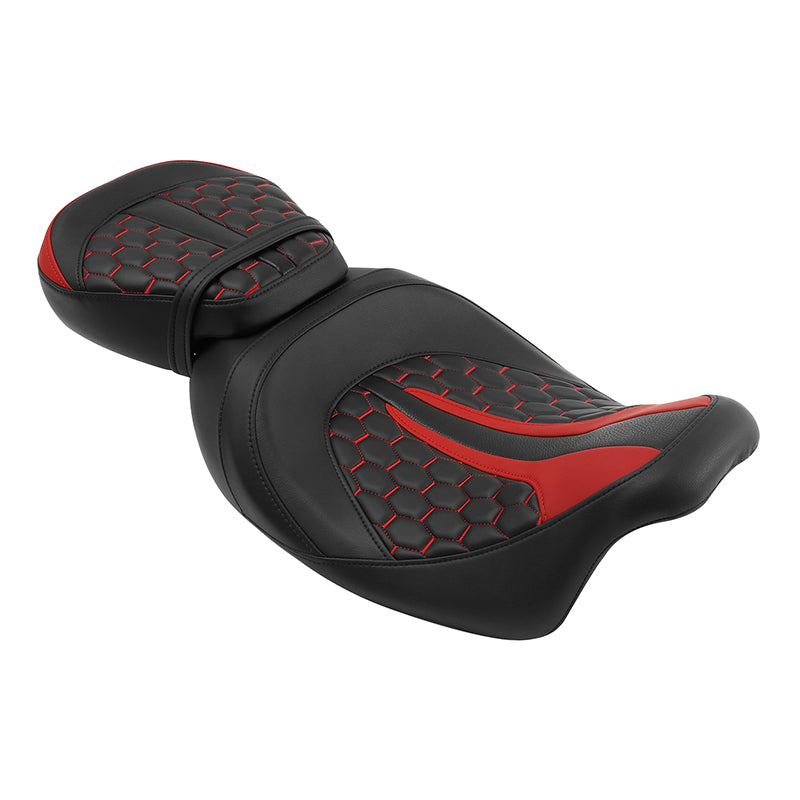 C.C. RIDER Touring Seat Two Piece 2 Up Seat Low Profile Driver Passenger Seat Custom For Road King Road Glide Street Glide, 2009-2023
