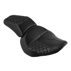C.C. RIDER Softail Seat Two Piece 2 Up Seat Low Profile Driver Solo Seat Passenger Seat Black Lattice For Harley Fat Boy Cross Bones Softail, 2006-2017