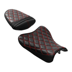 C.C. RIDER GSX-R1000 Front And Rear Seat Fit For SUZUKI GSXR1000 Red Lattice Stitch, 2007, 2008
