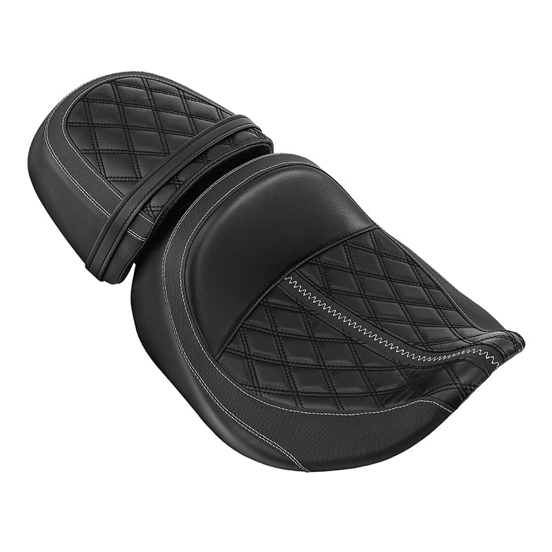 C.C. RIDER Touring Seat Two Piece 2 Up Seat Driver Solo Seat Passenger Seat Gray Stitching For CVO Road Glide CVO Street Glide, 2023-2025